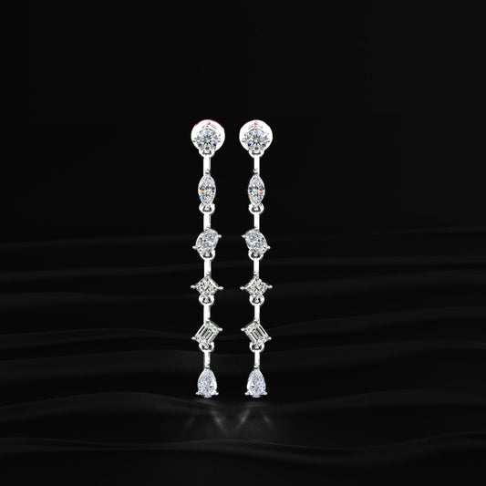 Six Multi Shape Diamonds Drop Earrings
