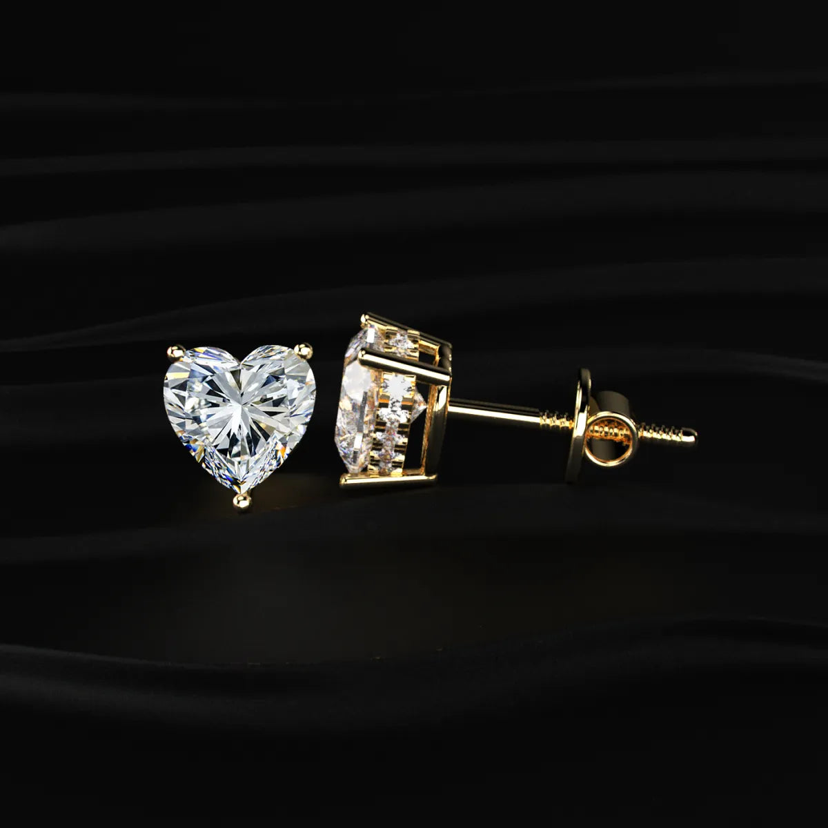 Heart Solitaire Hidden Halo Earring