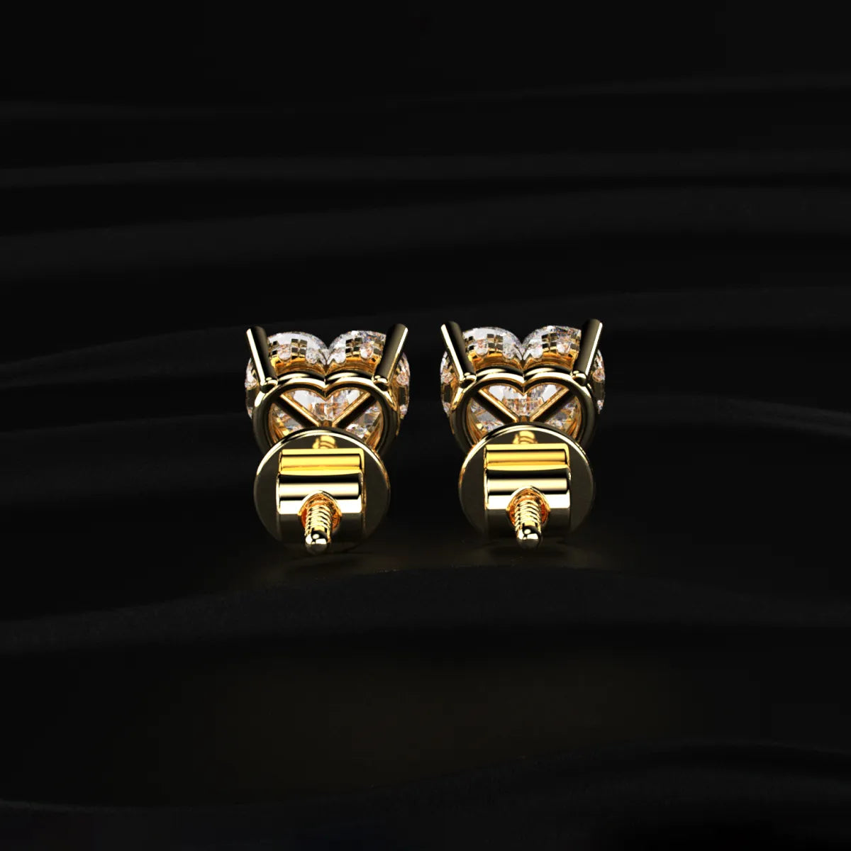 Heart Solitaire Hidden Halo Earring
