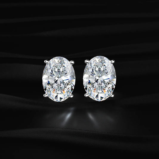 Oval Solitaire Hidden Halo Earring