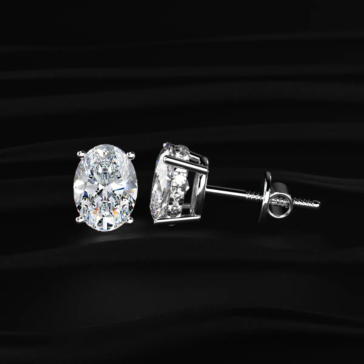Oval Solitaire Hidden Halo Earring