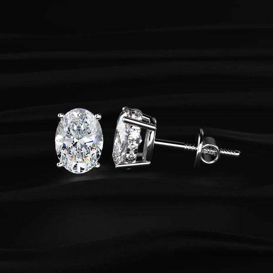 Oval Solitaire Hidden Halo Earring
