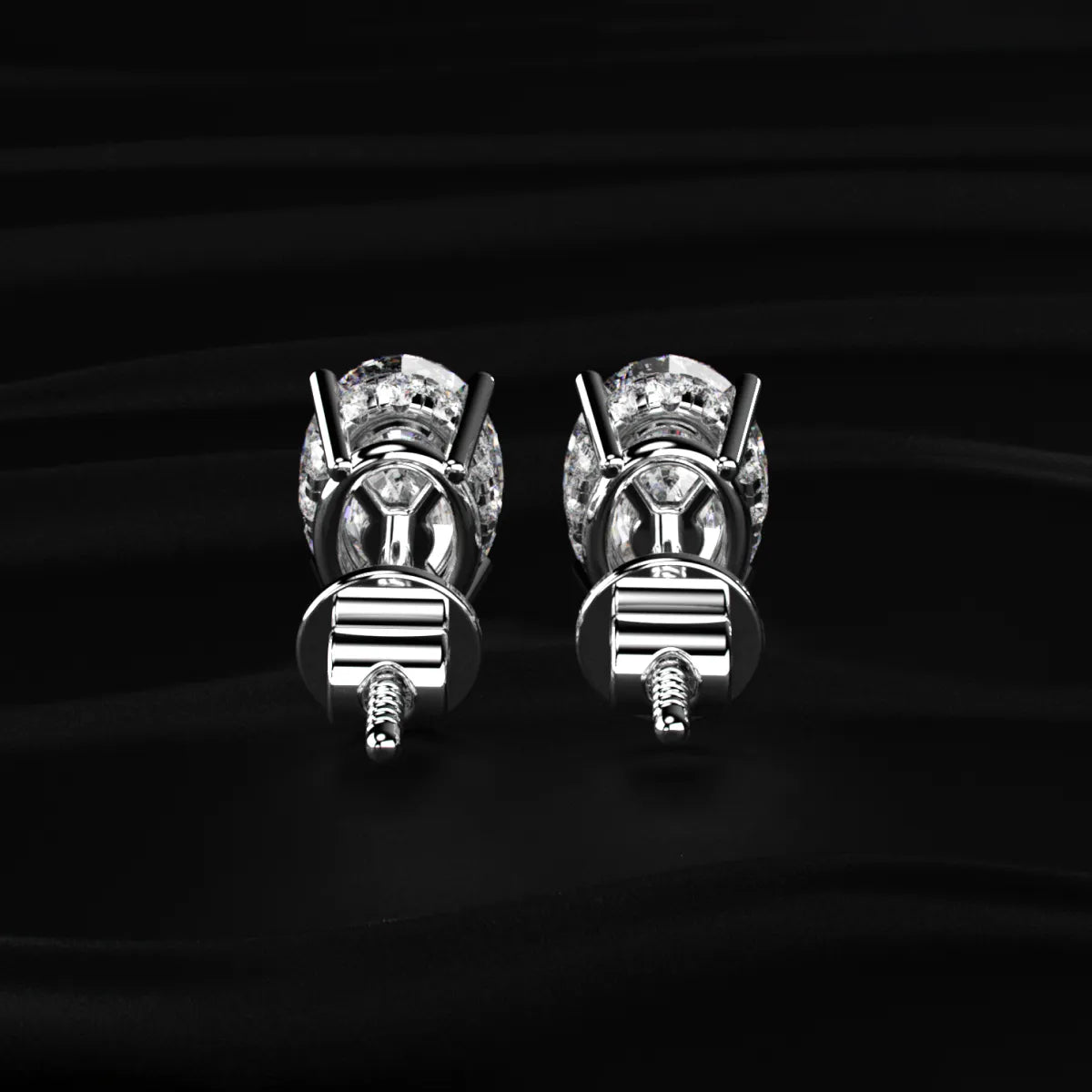 Oval Solitaire Hidden Halo Earring
