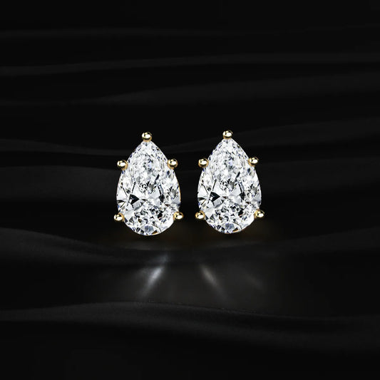 Pear Solitaire Hidden Halo Earring