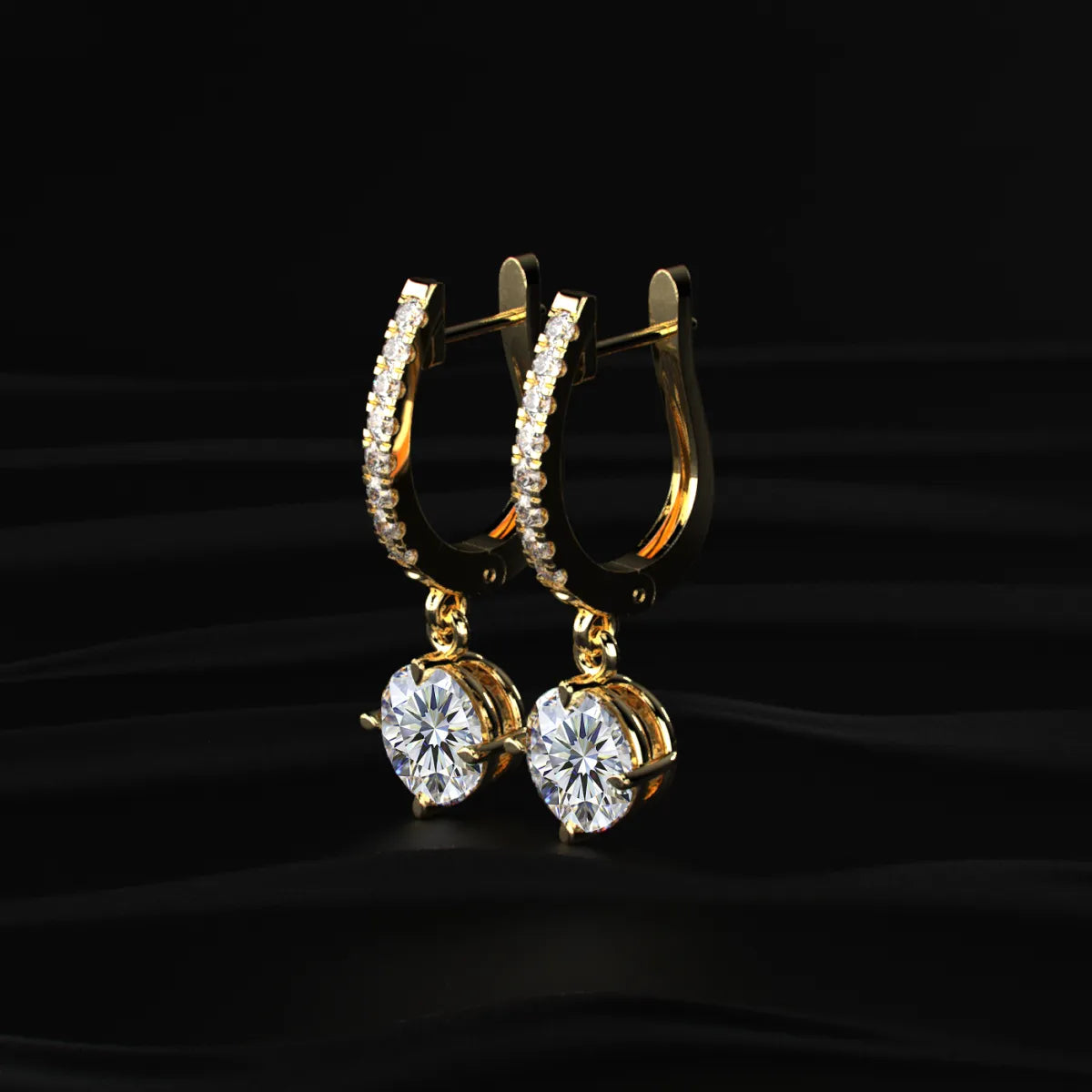 Round Solitaire Drop Hoops