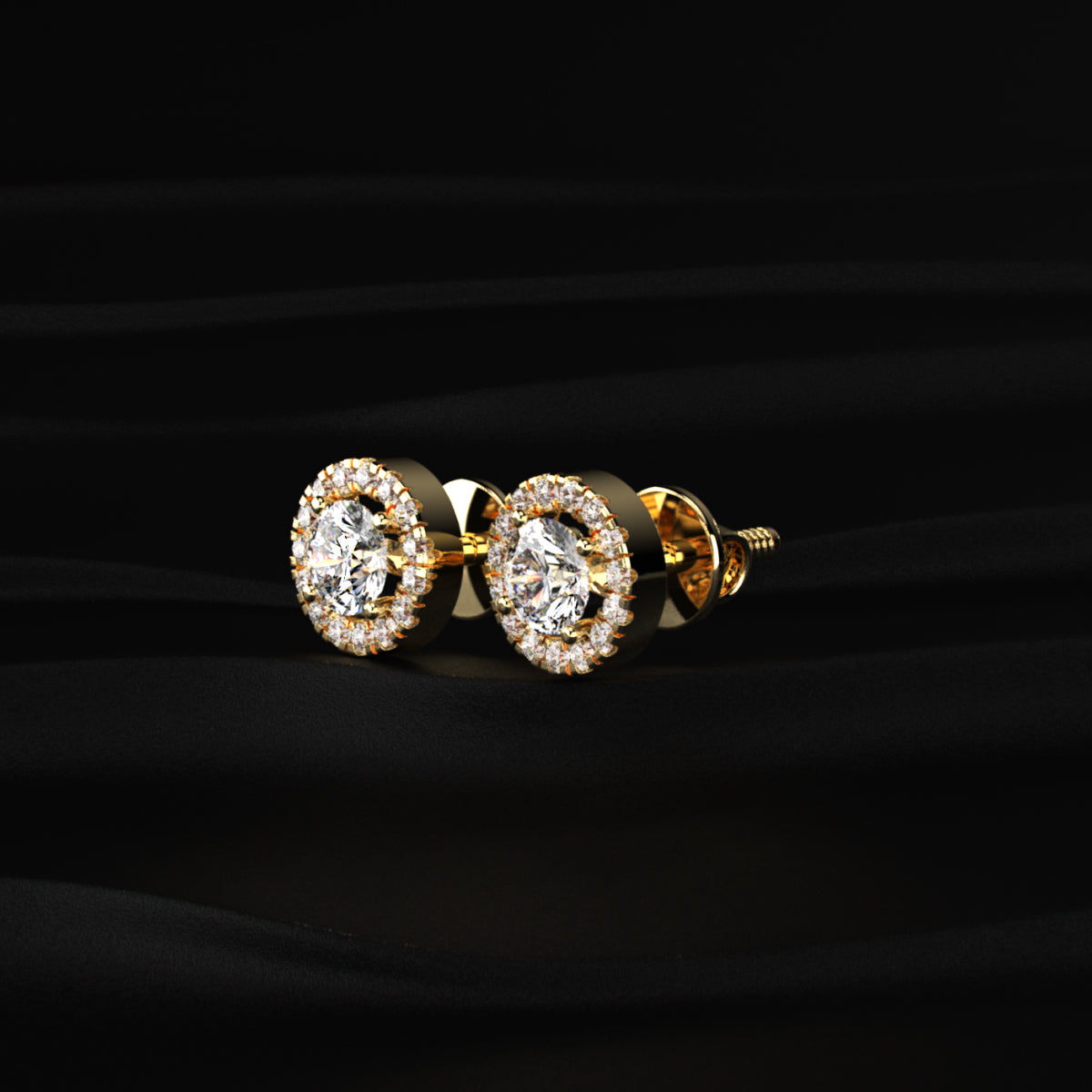 Round Halo Earrings