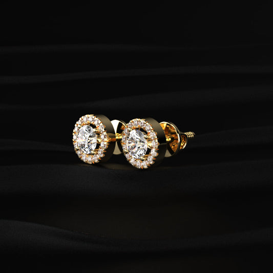 Round Halo Earrings