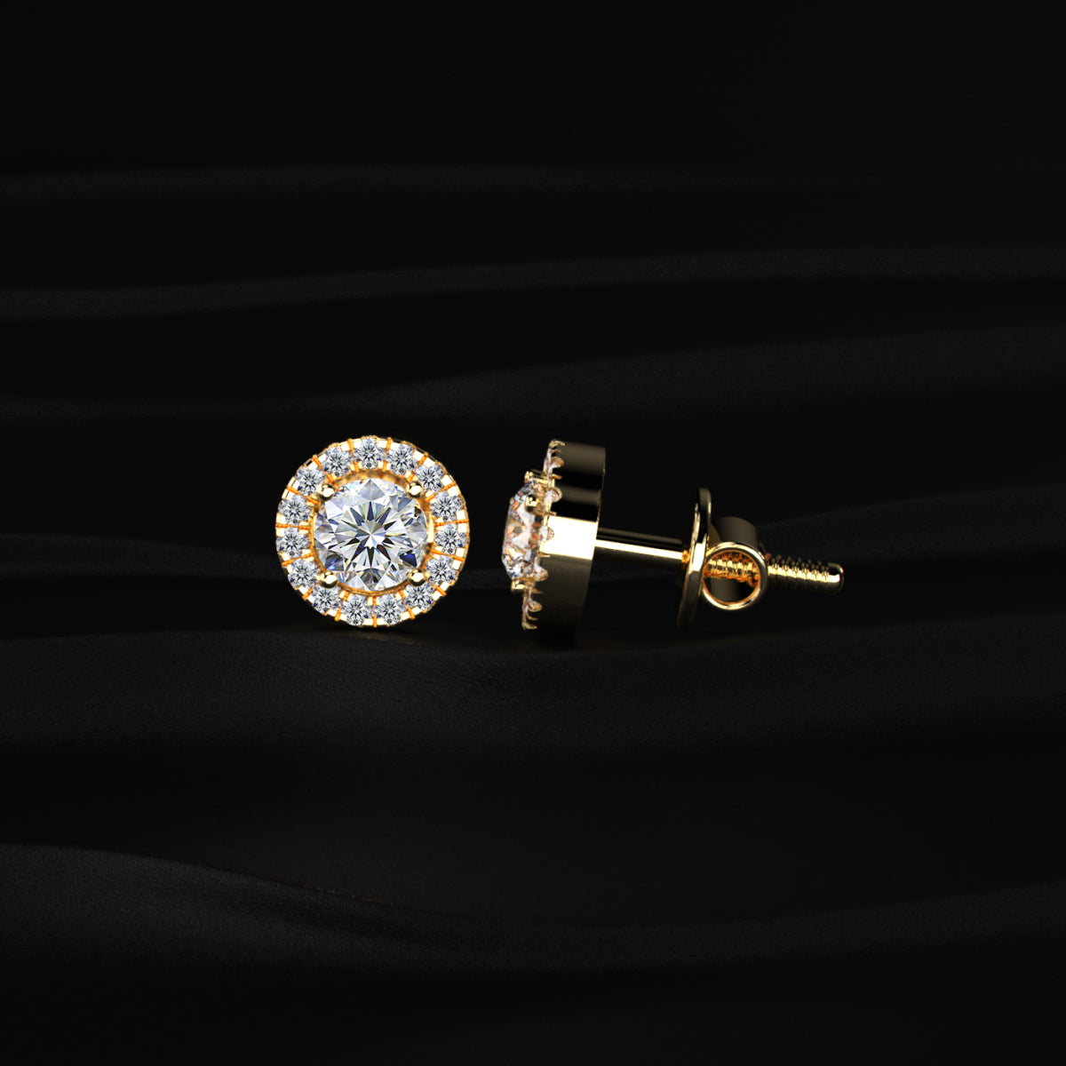 Round Halo Earrings