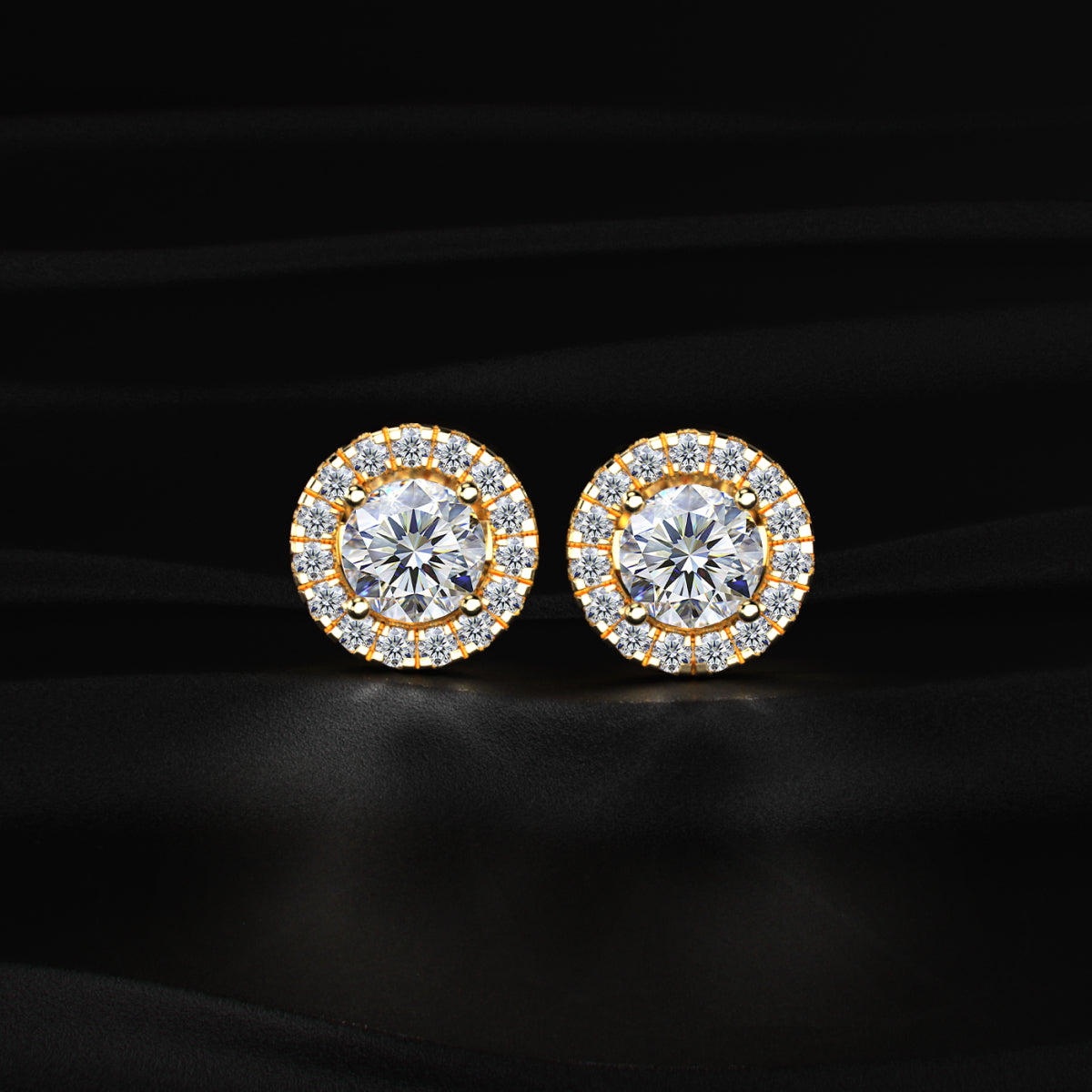 Round Halo Earrings