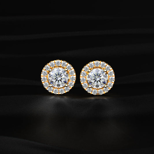 Round Halo Earrings
