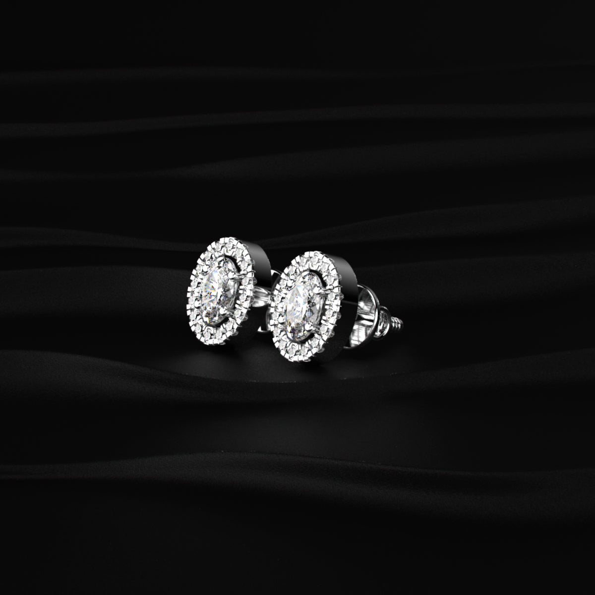 Oval Diamond Halo Earrings