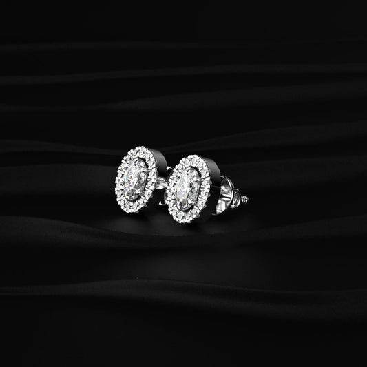 Oval Diamond Halo Earrings