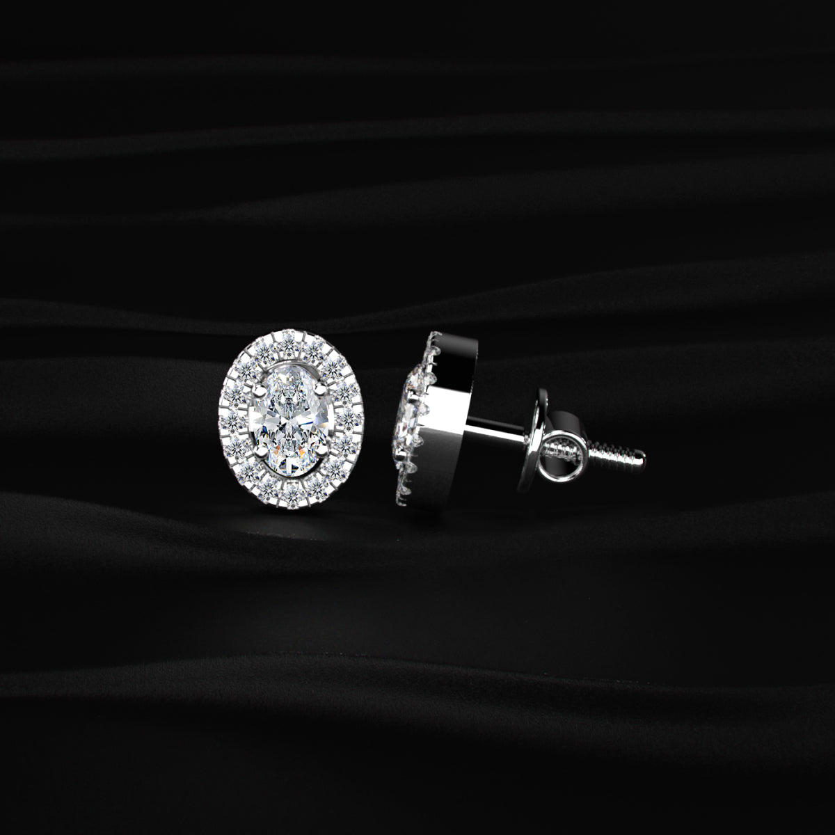 Oval Diamond Halo Earrings