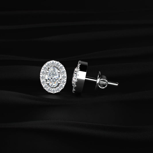 Oval Diamond Halo Earrings