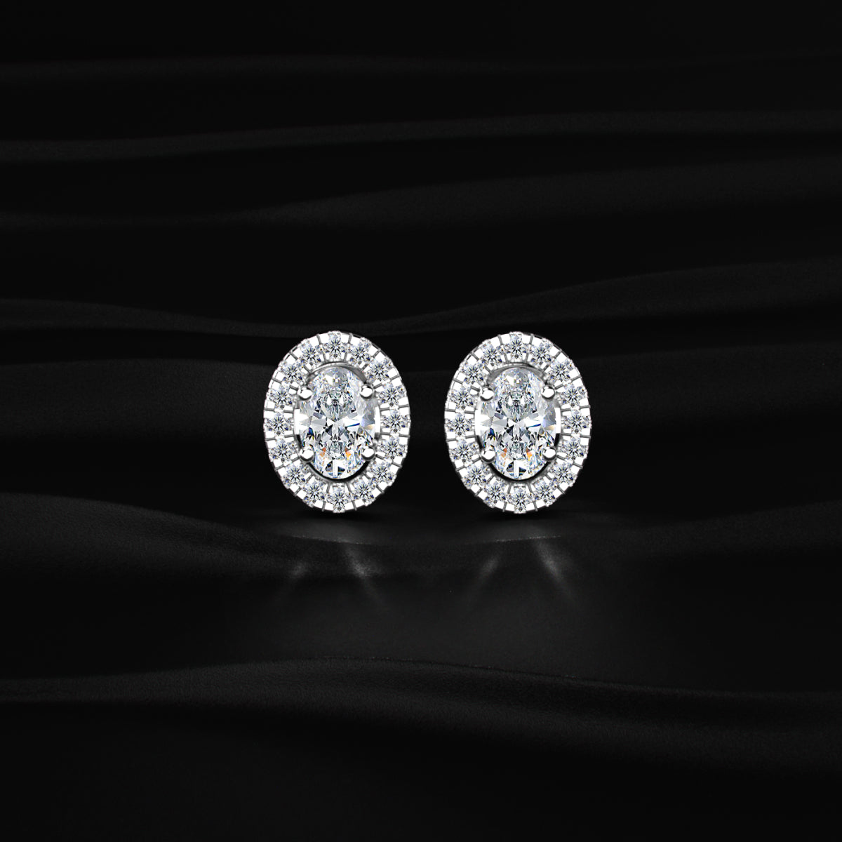 Oval Diamond Halo Earrings