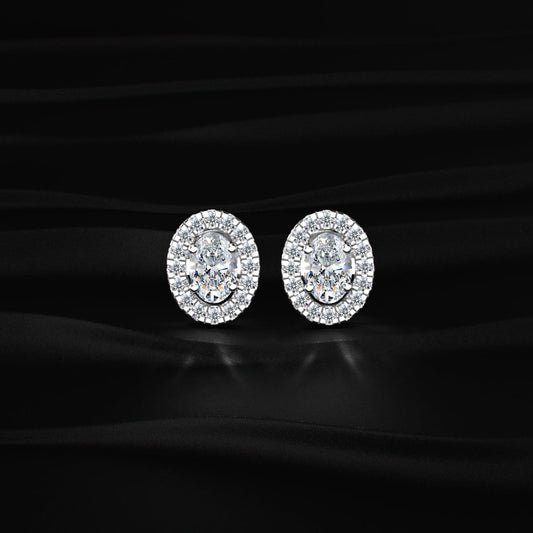 Oval Diamond Halo Earrings
