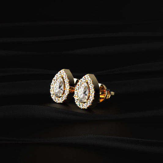 Pear Shaped Halo Earrings