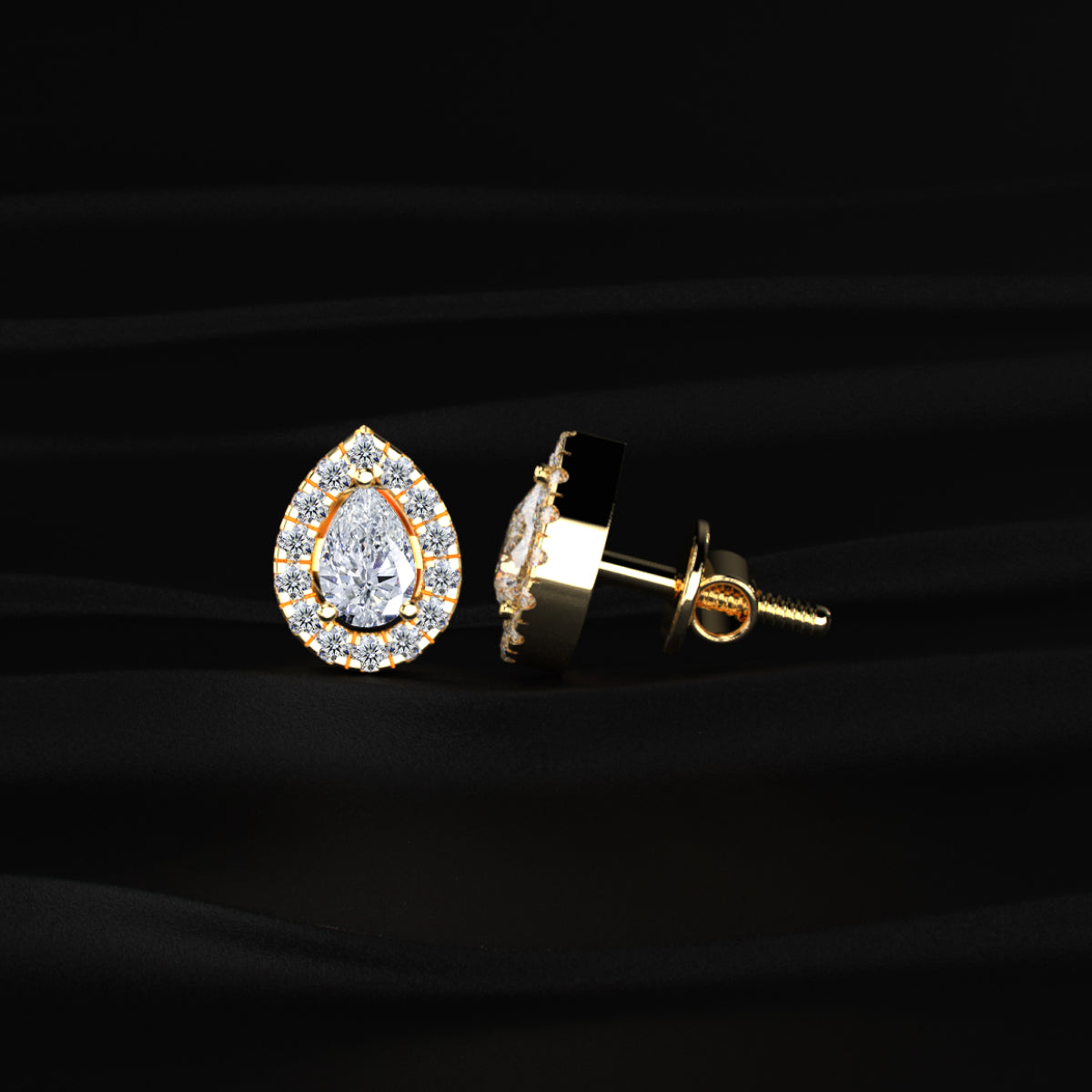 Pear Shaped Halo Earrings