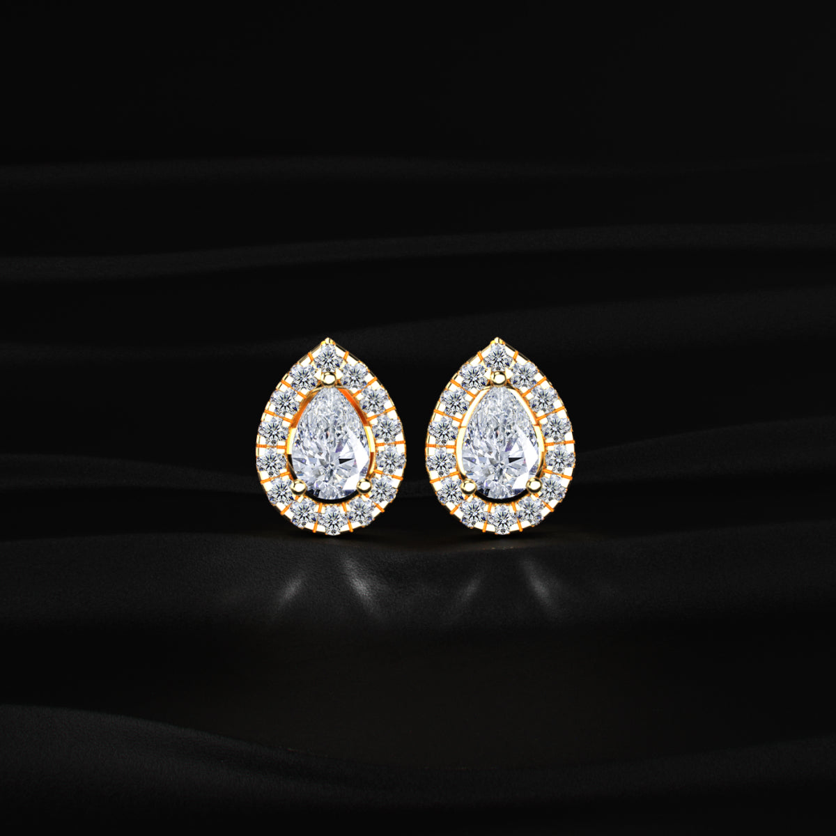 Pear Shaped Halo Earrings