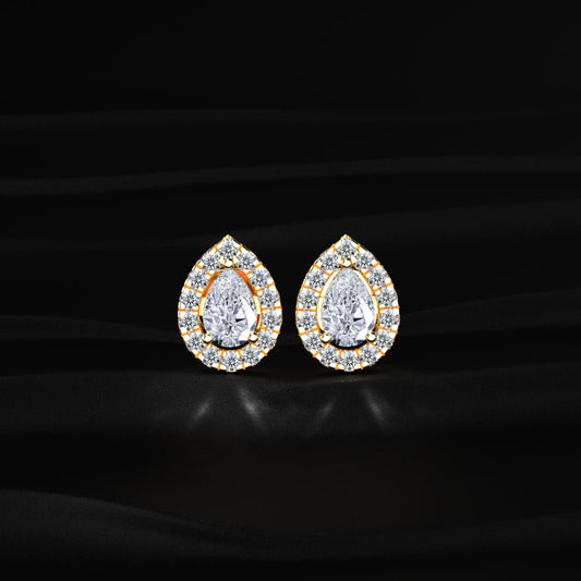 Pear Shaped Halo Earrings