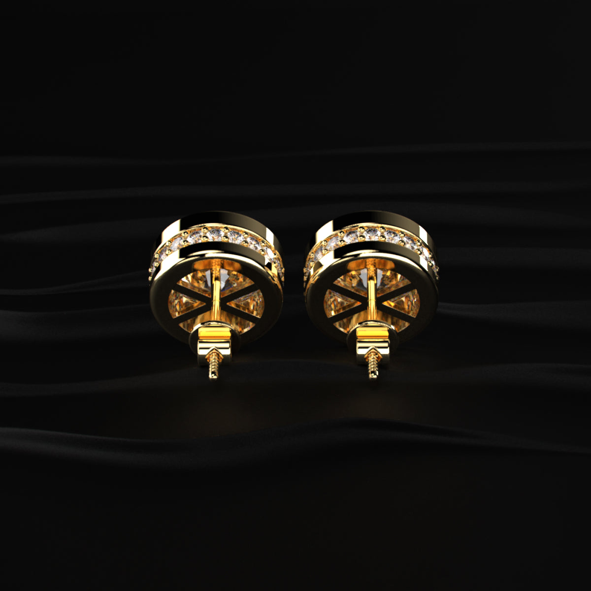 10 Ct Round Diamond Stud Earrings In Bezel Setting