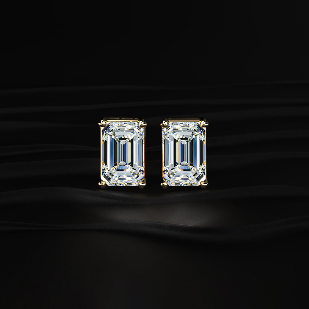 5 Ct Emerald Cut Diamond Stud Earrings
