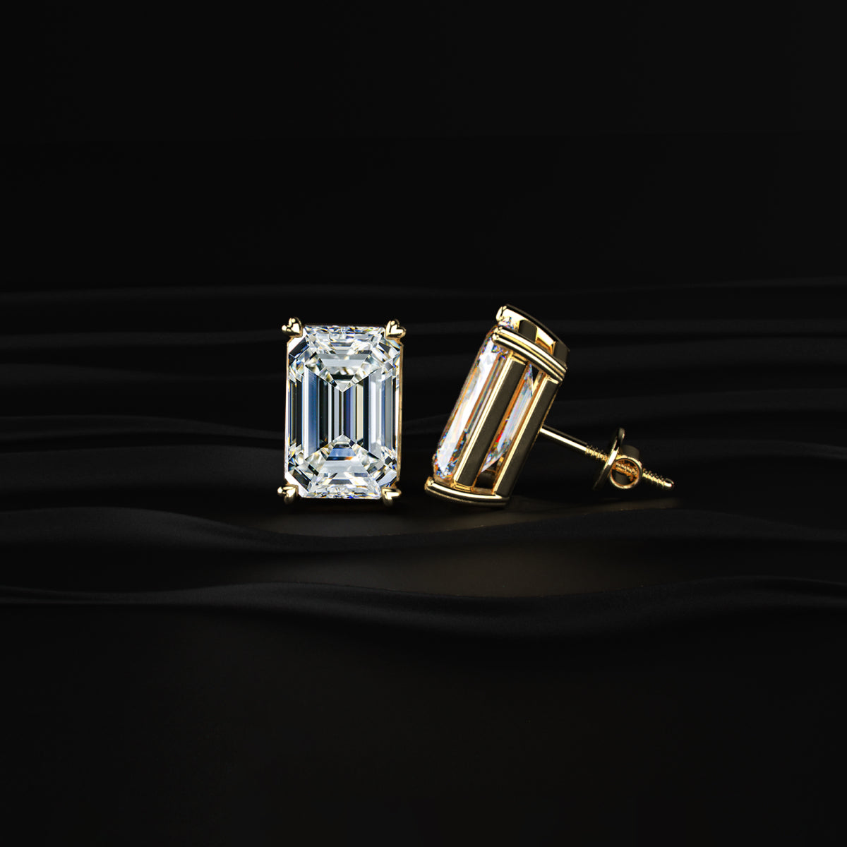 5 Ct Emerald Cut Diamond Stud Earrings