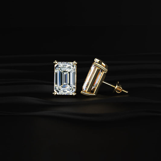 5 Ct Emerald Cut Diamond Stud Earrings