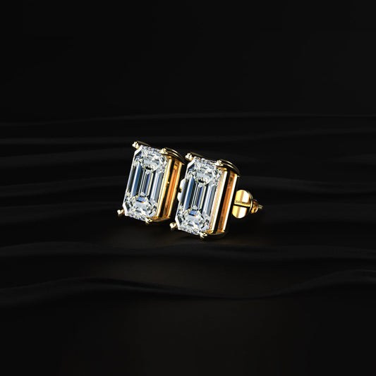 5 Ct Emerald Cut Diamond Stud Earrings