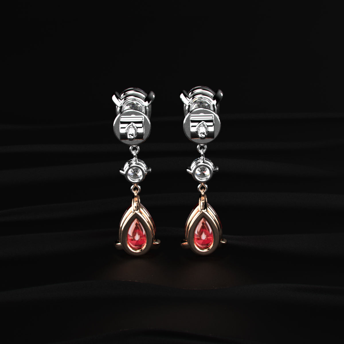 Sakura Pear shaped Pink Diamond Drop Earrings
