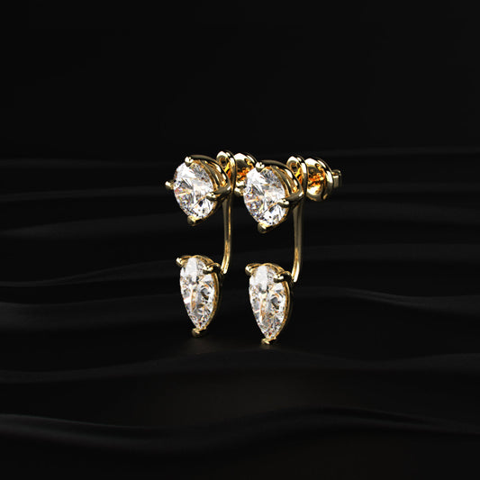 Round And Pear Solitaire Stud & Ear Jacket