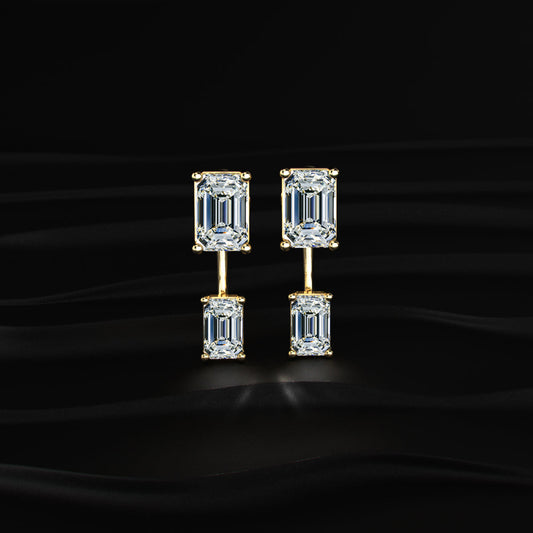 Dual Emerald Solitaire Stud & Ear Jacket