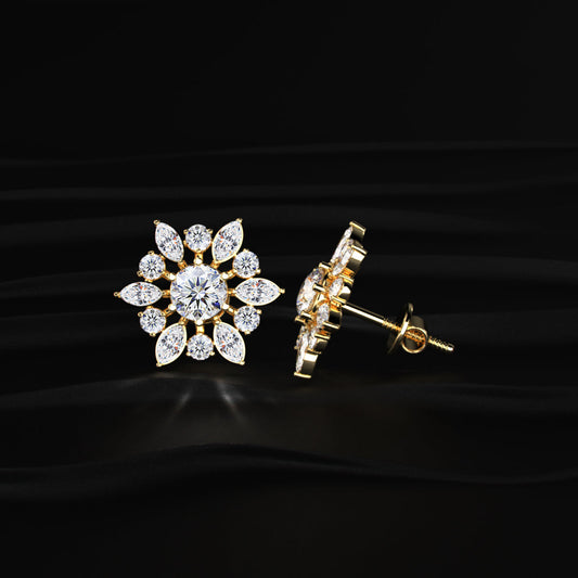 Round and Marquise Cluster Diamond earring