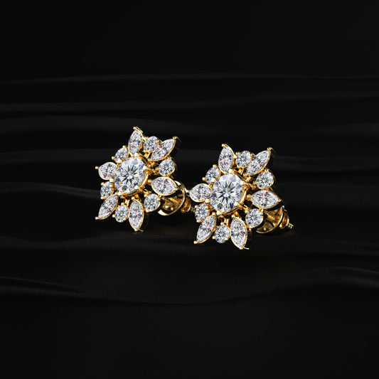 Round and Marquise Cluster Diamond earring
