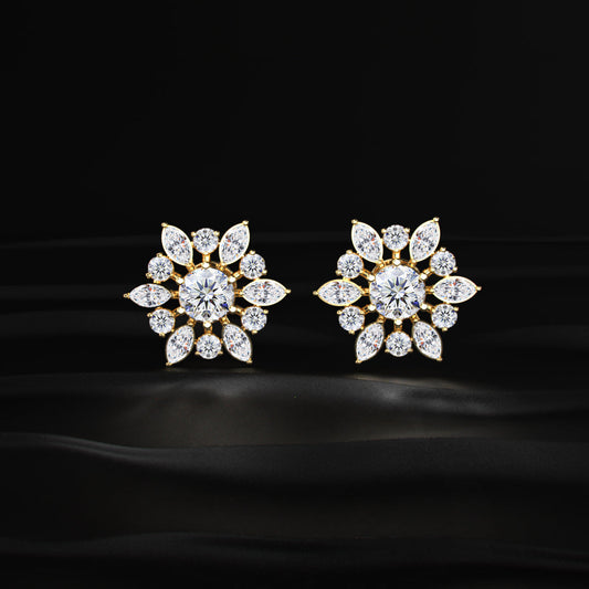 Round and Marquise Cluster Diamond earring