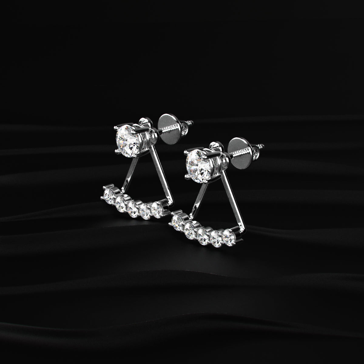 Round Diamond Ear Jacket Earring