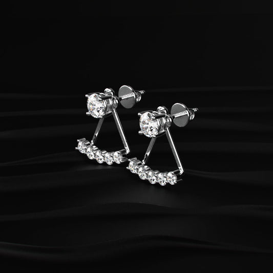 Round Diamond Ear Jacket Earring