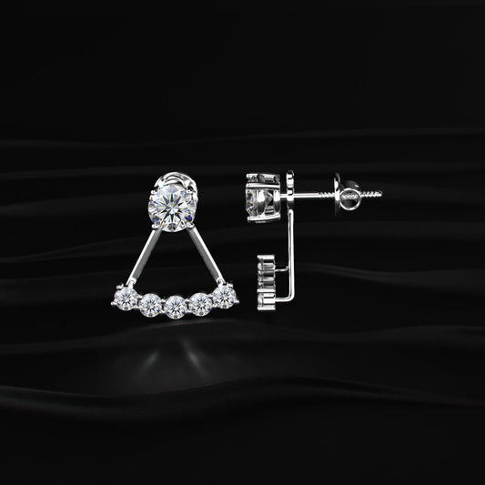 Round Diamond Ear Jacket Earring