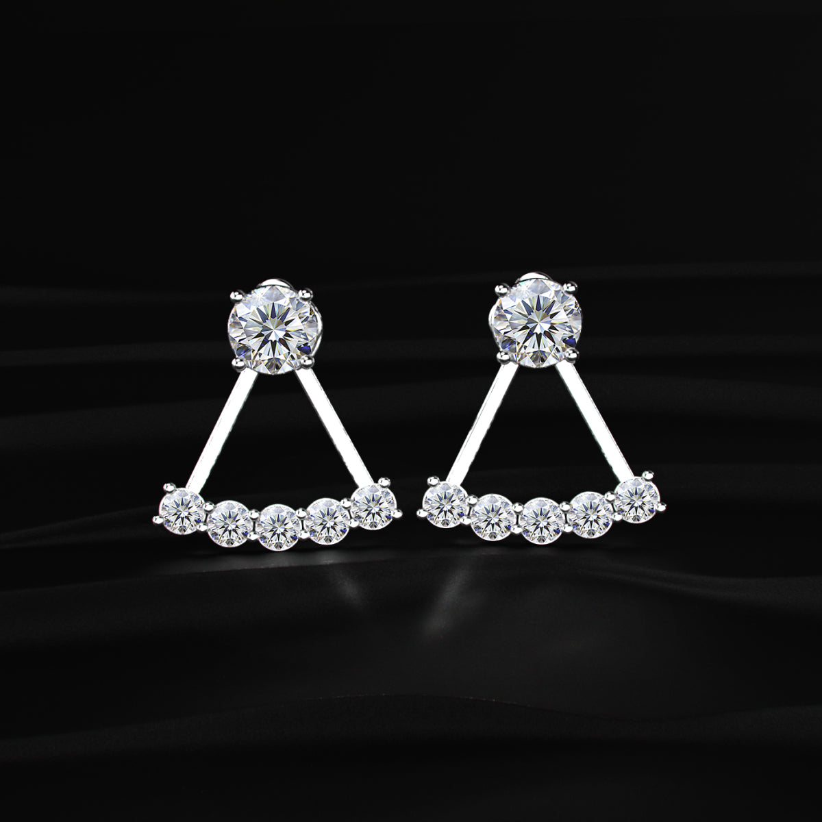 Round Diamond Ear Jacket Earring