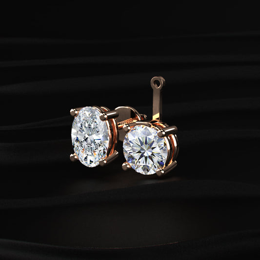 Round and Oval Duo Drop Earrings