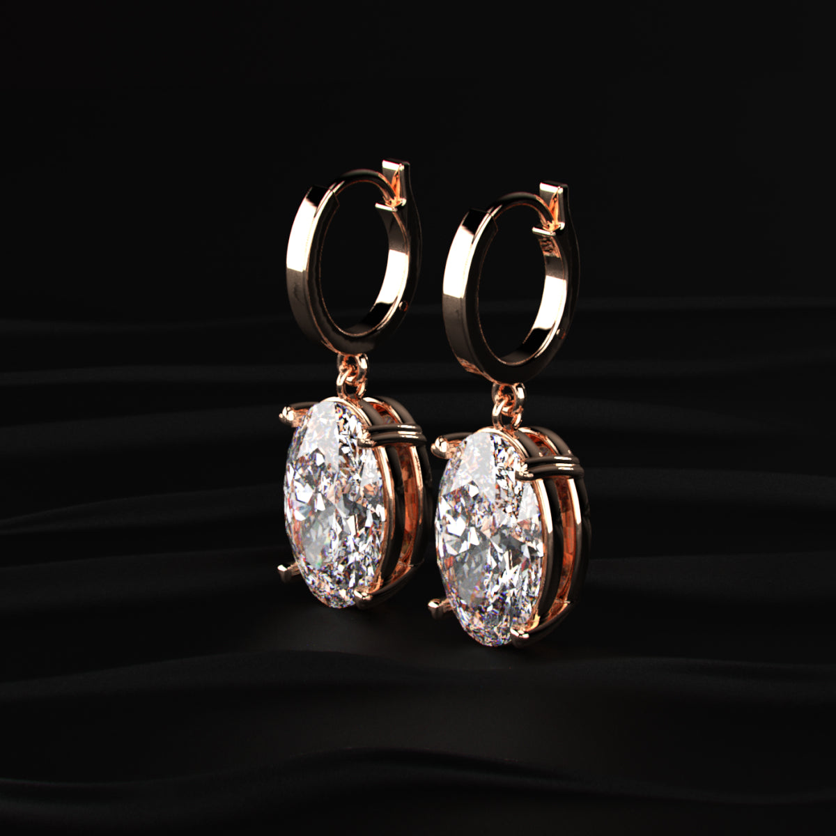 Oval Diamond Solitaire Leverback Earrings
