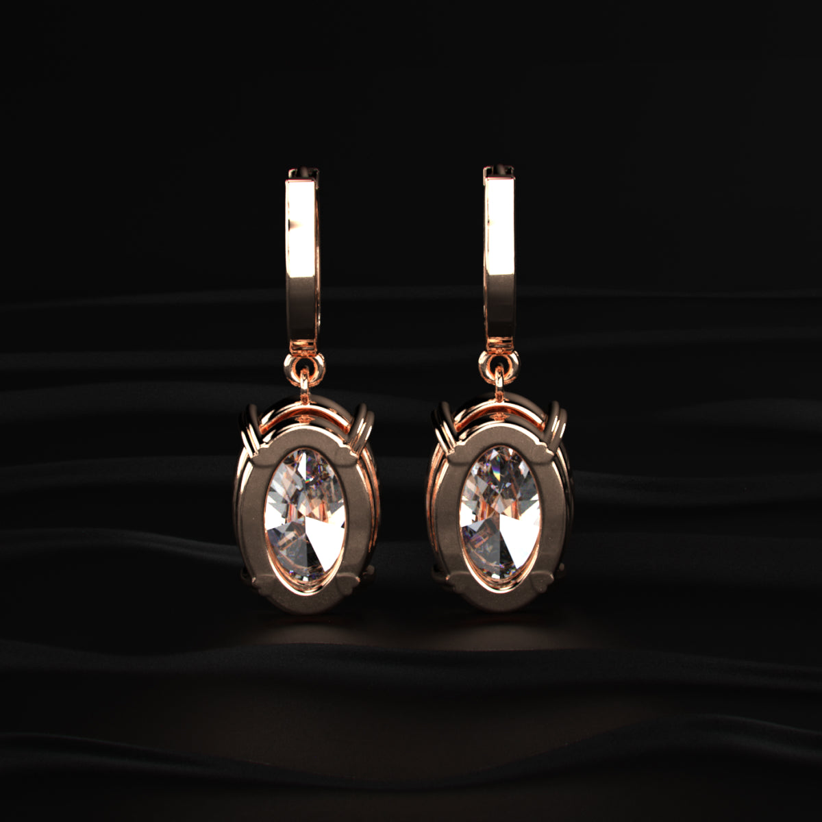 Oval Diamond Solitaire Leverback Earrings
