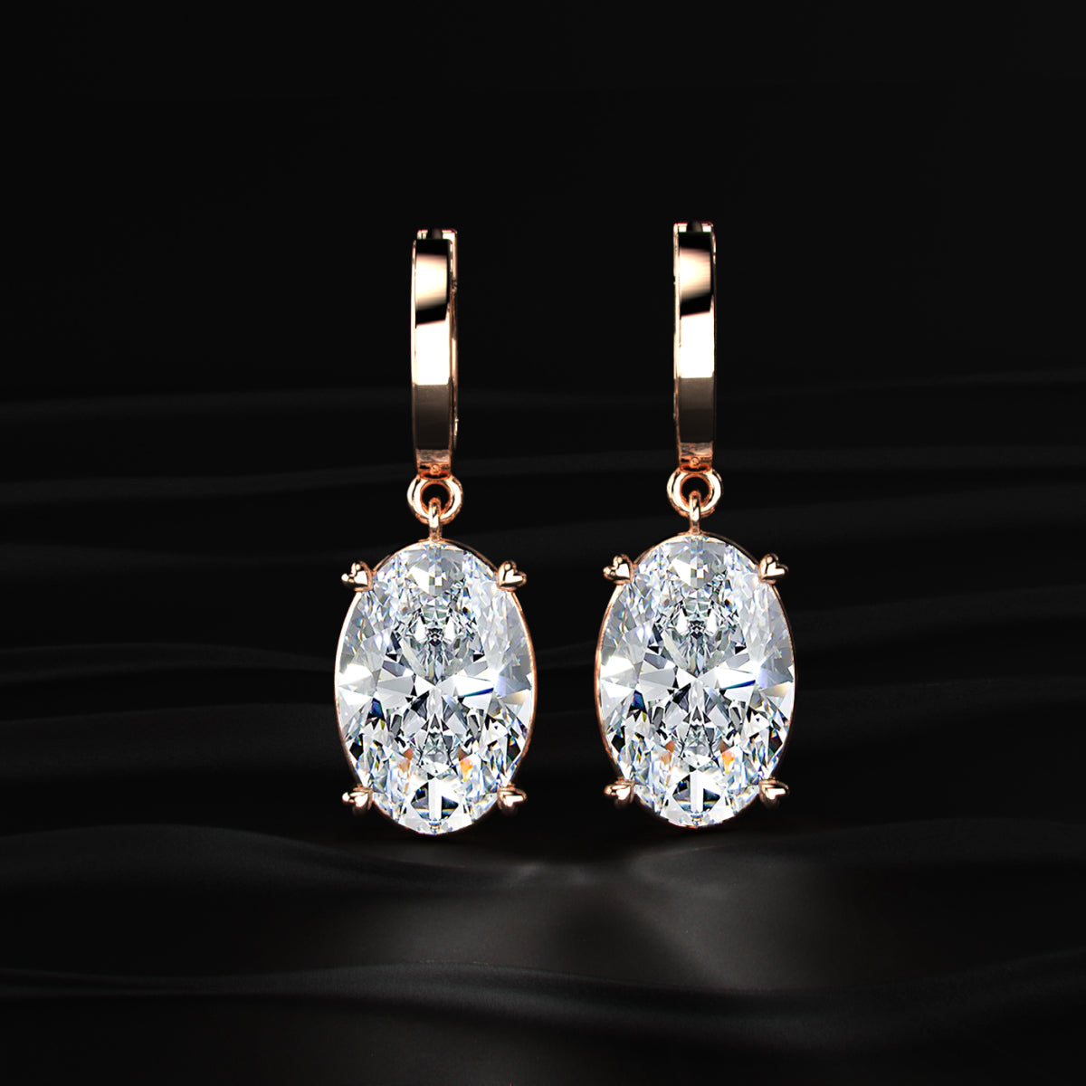 Oval Diamond Solitaire Leverback Earrings