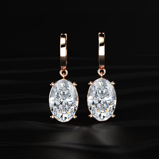 Oval Diamond Solitaire Leverback Earrings