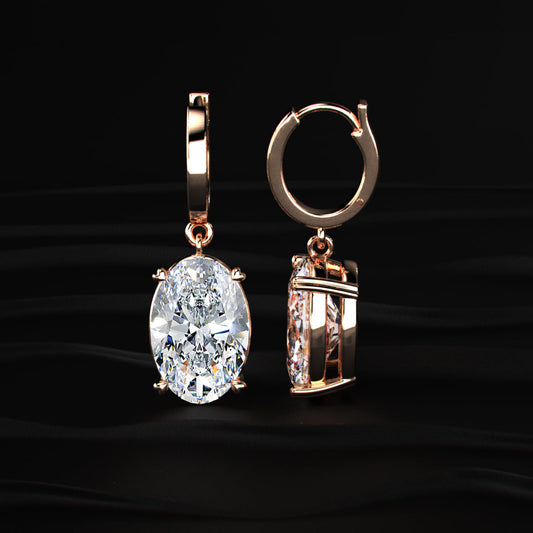 Oval Diamond Solitaire Leverback Earrings