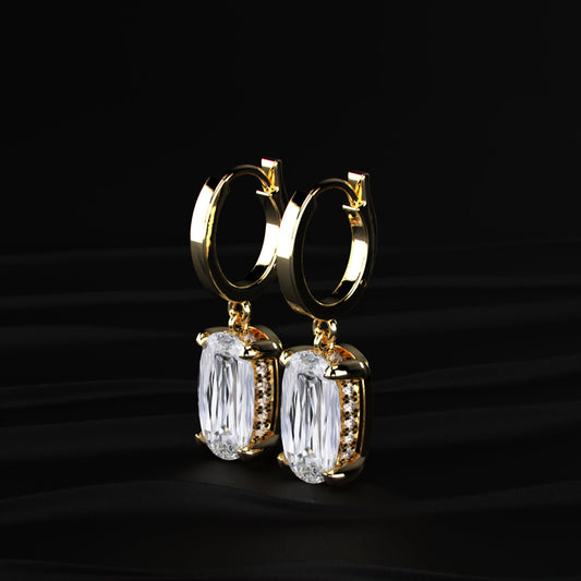 Elongated Cushion Cut Leverback Earrings