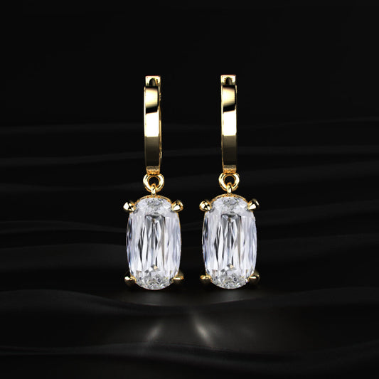Elongated Cushion Cut Leverback Earrings