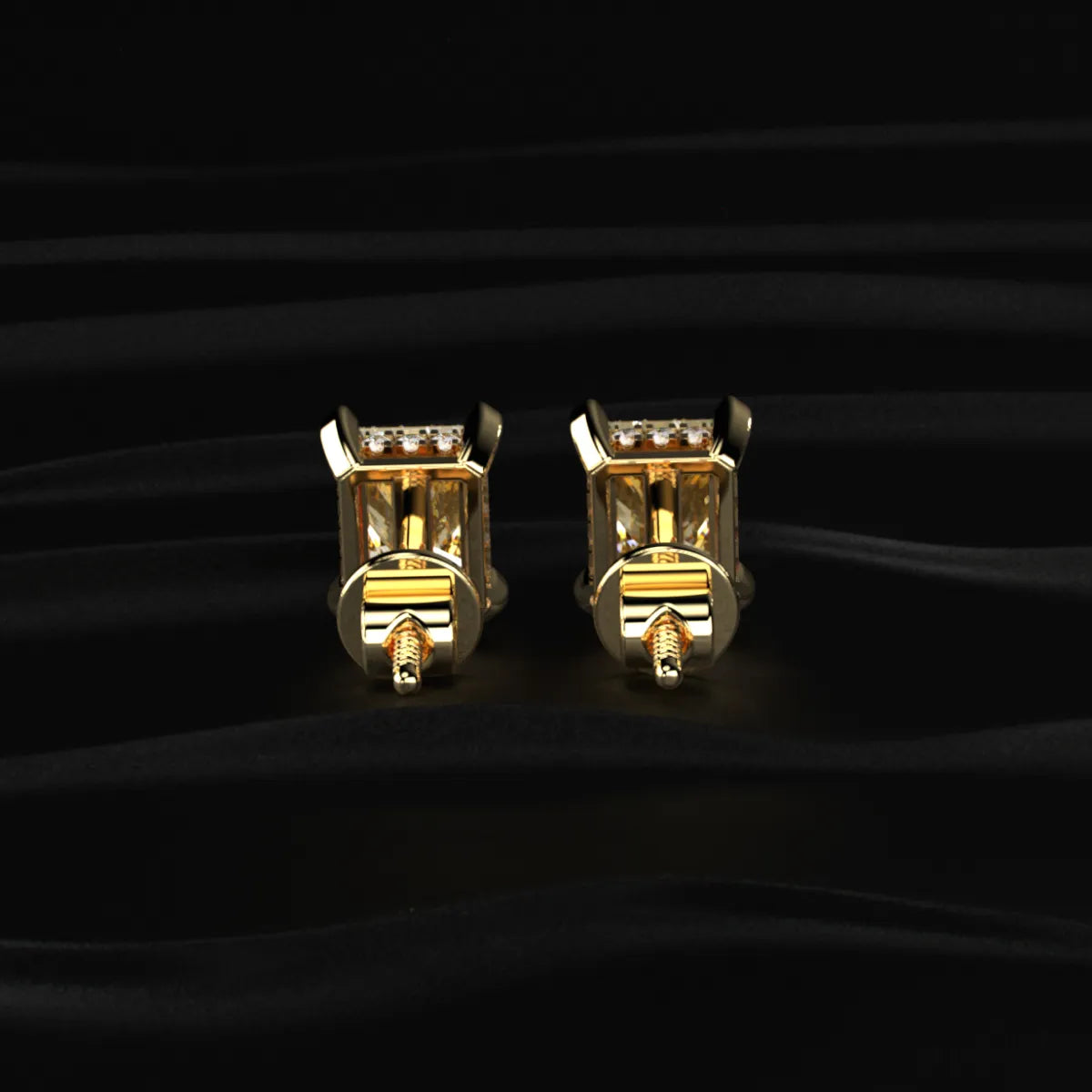 Yellow Radiant Cut Lab Diamond Stud Earring