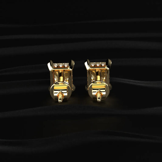 Yellow Radiant Cut Lab Diamond Stud Earring