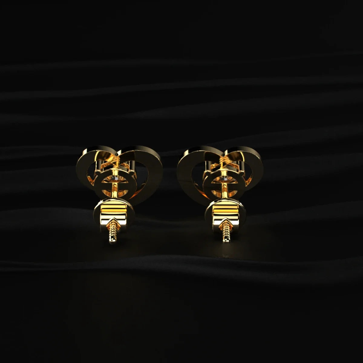 Round Diamond Earrings With Open Heart Shape